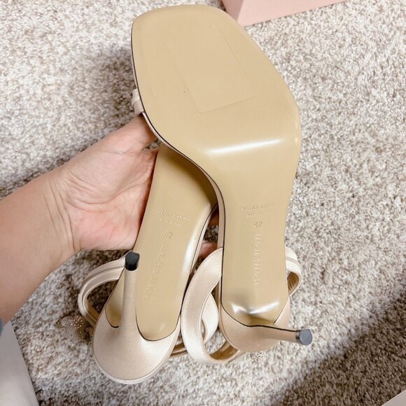 Mach & Mach Wonder Tulip Flower Slingback Sandals heels Beige US 12 EU 42 $1010 - Picture 11 of 11